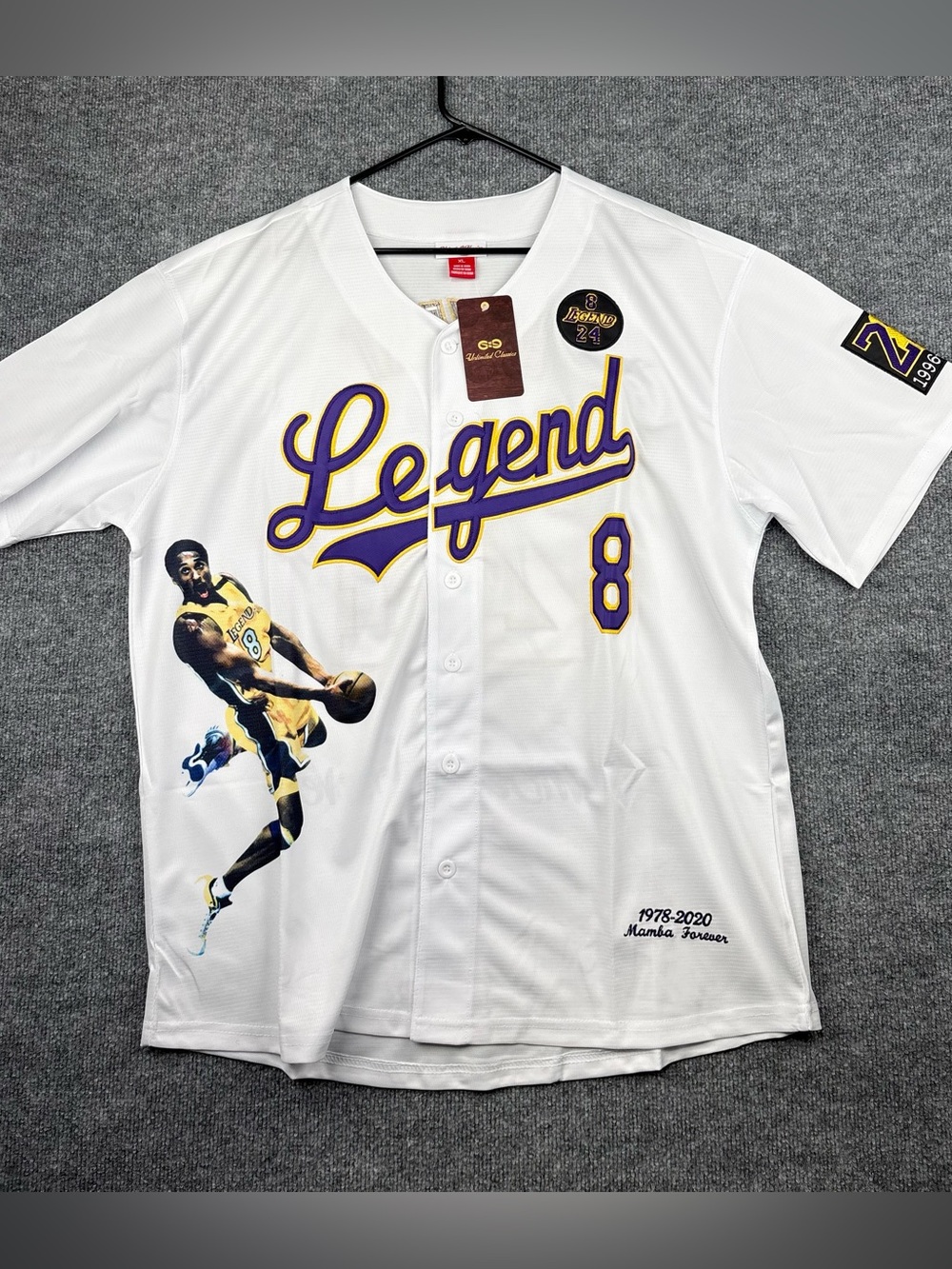 Kobe Bryant Legend Unlimited Classics Baseball Jersey New 8 Legend Mamba Size XL